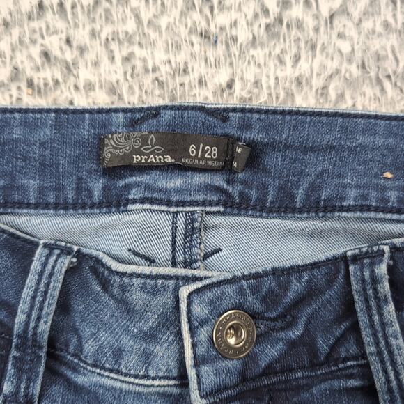 Prana Jeans Women 6 Blue Slim Ankle Stretch Normcore Preppy Distressed Casual - Picture 4 of 10